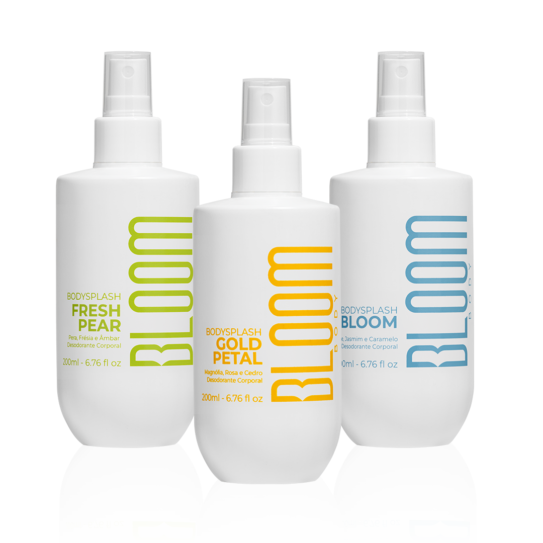 Kit 3 Body Splash Desodorante Colônia 200ml - Fresh Pear, Gold Petal e Bloom