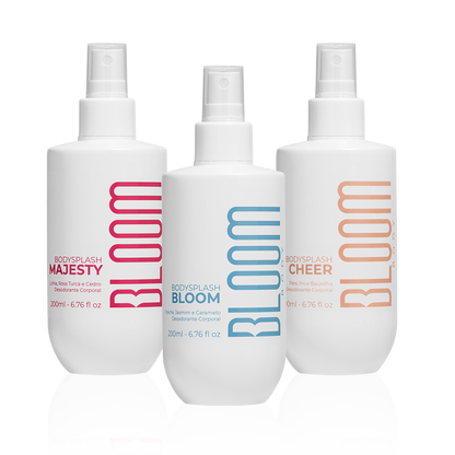 Kit 3 Body Splash Desodorante Colônia 200ml - Majesty, Bloom e Cheer